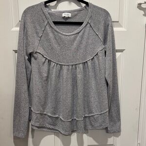 Anthropology - True Craft Heather Gray Long Sleeve Top